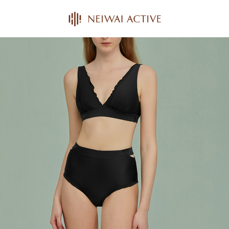 【超值】NEIWAI内外光面深V分体泳衣/泳裤女春显瘦比基尼度假温