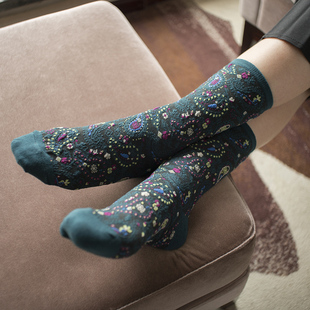 民族风夏春秋四季 纯棉女袜子短袜透气个性 棉袜 印度纹 七彩店铺