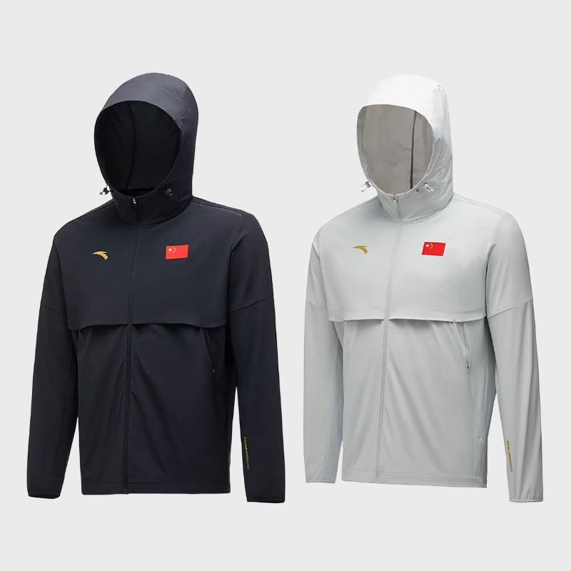 ANTA安踏2025年新款中国国家队国旗款跑步风衣男女款防风防泼水