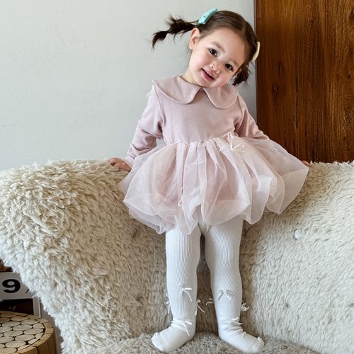 女童长袖连衣裙秋季网纱蓬蓬裙