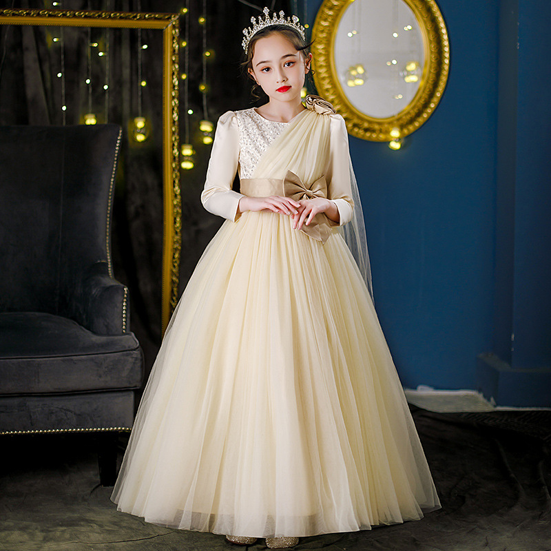 克宁克女童蝴蝶结礼服裙