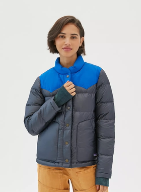 正品现货Patagonia Bivy Quilted Down Jacket拼接600蓬羽绒服女