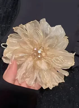 奢华气质绢纱花朵胸针高档女精致小香风胸花别针时尚婚纱礼服配饰