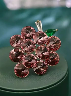 奢华甜美水晶葡萄绿色胸针女轻奢优雅胸花西装大衣高档节日礼物