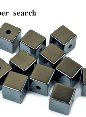 正方体黑色铁矿石头散珠子扣子手工串珠DIY手链项链耳坠配件饰品