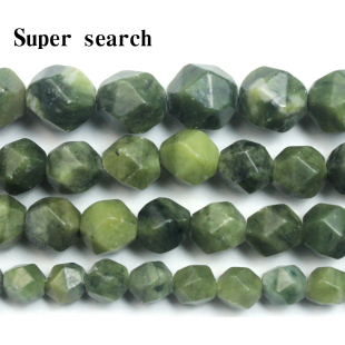 切大面南方玉深绿色玉髓珠石头散珠子DIY手工手链项链耳坠圆串珠