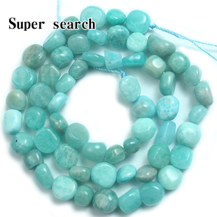 天河石原矿天然亚马逊石头碎料碎石竖孔diy手工项链手链底料串珠