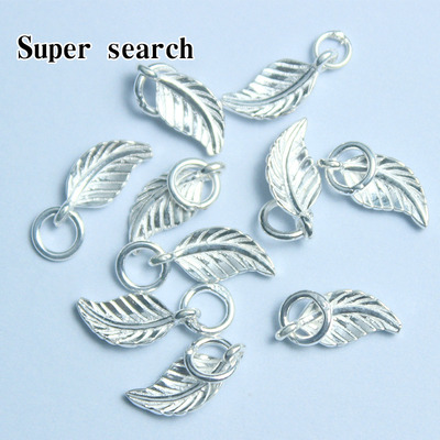 S925纯银亮银叶子树叶吊坠提溜DIY手链项链一叶暴富配饰手绳挂件