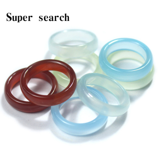 玛瑙戒指红浅蓝岫玉青灰蓝色玉髓荔枝冻石头跑环手持配件串珠戒圈