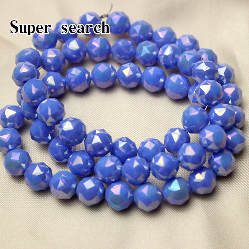 玻璃切面电镀深蓝色串珠
