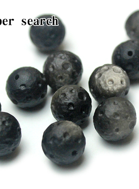 银曜石原矿天然单颗散珠子diy手工串珠哑光磨砂月球陨石圆珠隔珠
