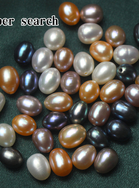 通孔椭圆无核淡水珍珠可刮粉白粉黑色散珠子diy手工耳坠材料米珠