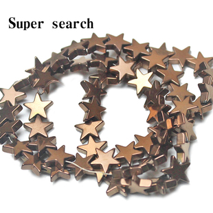 五角星平面红铜色黑胆石铁矿石散珠子diy手工项链手链耳坠饰串珠