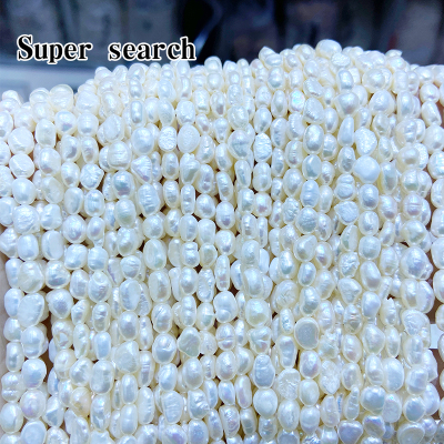 天然无核白色淡水珍珠螺纹直孔巴洛克异形DIY手链项链耳饰品散珠
