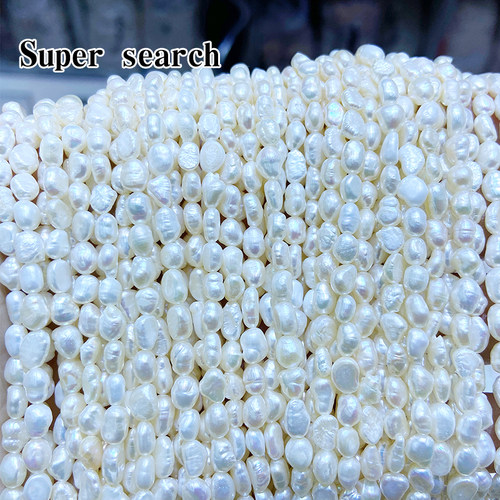 天然无核白色淡水珍珠螺纹直孔巴洛克异形DIY手链项链耳饰品散珠