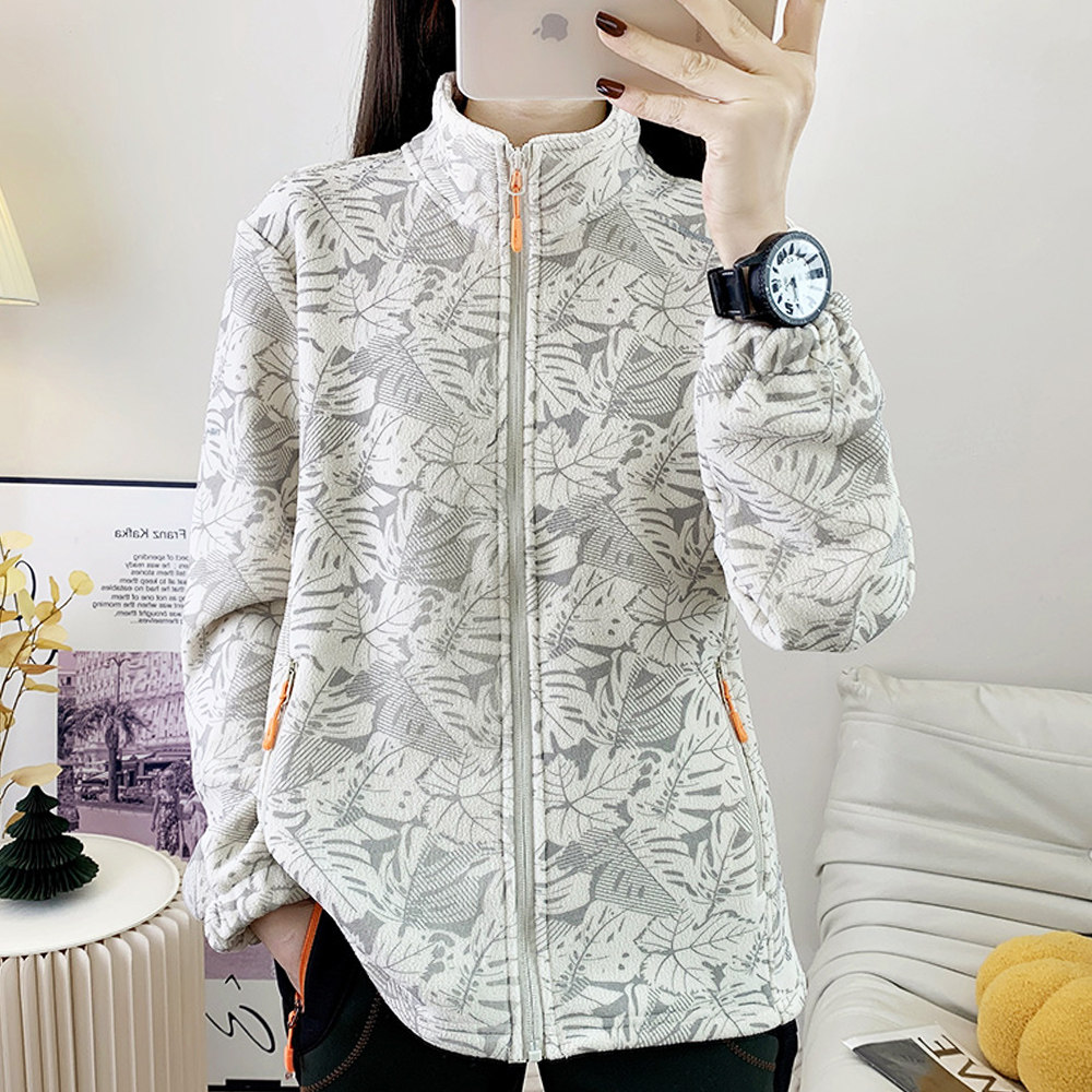 印花抓绒衣冬季保暖外套