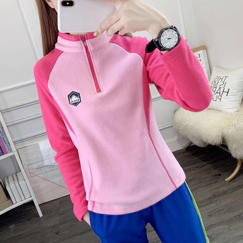 春秋抓绒衣拼色显瘦版型