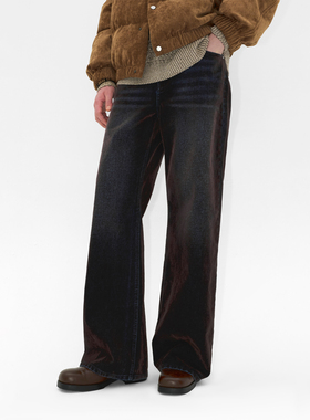 UNICAHOMME植绒牛仔直筒裤