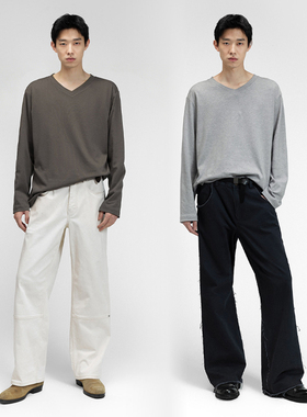 UNICAHOMME/羊毛棉打底衫长袖T恤男修身柔软亲肤休闲百搭内穿上衣