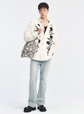 UNICA HOMME/原创设计花卉单肩帆布手提袋包