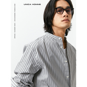 HOMME 简约时髦廓形_英式 亨利领铅笔条纹休闲立领长袖 UNICA 衬衫