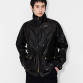 UNICAHOMME 王鹤棣同款 复古硬朗典藏立领廓形羊皮革皮衣外套男