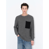 UNICA HOMME 软糯羊毛棉针织口袋撞色拼接针织毛衣