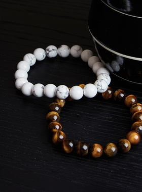 UNICA HOMME/库克同款收藏艺术感天然宝石招财金虎石白松石手串