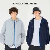 UNICA HOMME 时髦刚需_空气感微皱肌理连帽摩登外套
