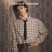 UNICA 衬衫 HOMME 英伦书店_进口棉麻复古格纹经典