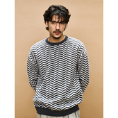 随性老钱绅士_美丽诺羊毛复古人字纹羊毛衫 UNICA HOMME 圆领毛衣