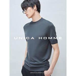 UNICA HOMME/春夏BI备_舒适裸感体验细腻羊毛圆领宽松男士针织衫