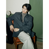 精纺羊毛西服外套男 _气场生风无领西装 UNICAHOMME INS博主同款