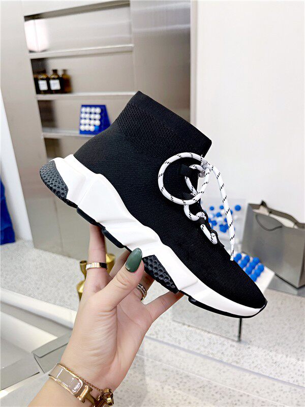 thumbnail for Factory batch price star with the same spring, summer and autumn men's and women's socks shoes breathable and non-smelly foot elastic socks boots flying weaving medium high-top