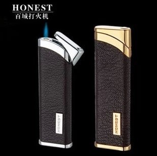百诚正品超薄防风打火机创意充气电子精品包皮男女款可放入烟盒