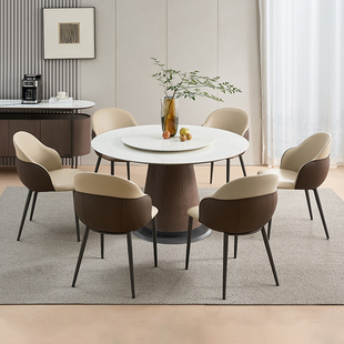 全友家居 门店同款 809102 布鲁斯系列 圆形大理石台面餐桌椅组合