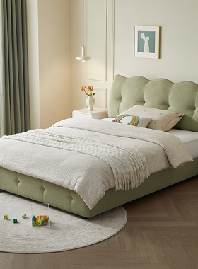 全友家居 门店同款 92309 布床 1.5米 奶油风 简约 短毛绒 儿童床