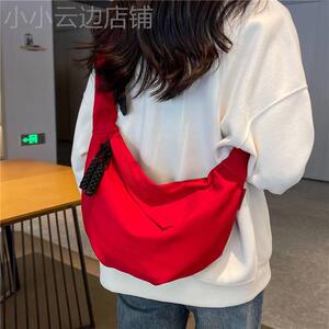小众设计包包女大容量2023新款夏季帆布单肩斜挎包爆款通勤饺子包