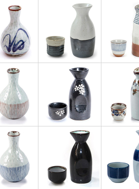 三分烧日式酒具黑色清酒壶套装日系和风复古陶瓷酒杯日本料理酒壶