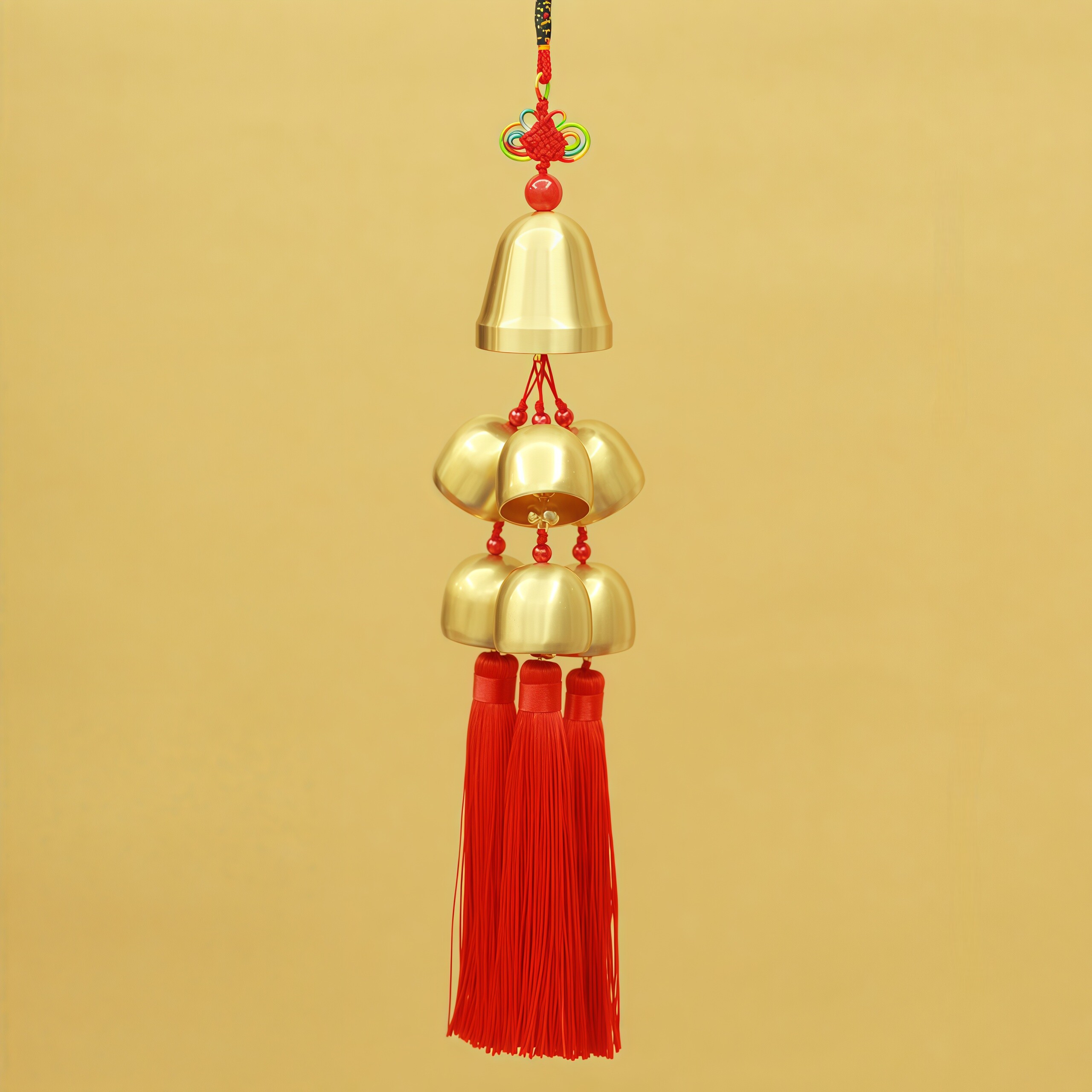 一大六小七个纯铜铃铛风铃挂饰门饰家居店铺阳台挂件金属铜风铃