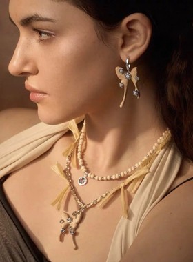 hefang925纯银何方蝴蝶印章项链