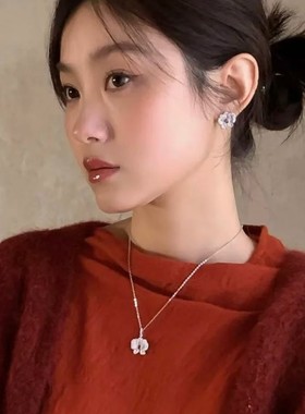 hefang925纯银何方蝴蝶兰项链耳钉戒指时尚气质送礼物轻奢饰品女