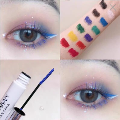 HANDAIYAN圣诞舞台夜店cos浓密卷翘纤长不晕染彩色睫毛膏白色蓝色