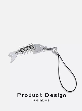 STI鱼骨创意欧美风手机挂件挂绳手机链吊坠女精致书包包小挂饰品