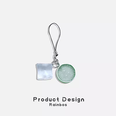 STI柠檬冰块儿夏天手机挂件挂绳手机链吊坠女精致书包包小挂饰品