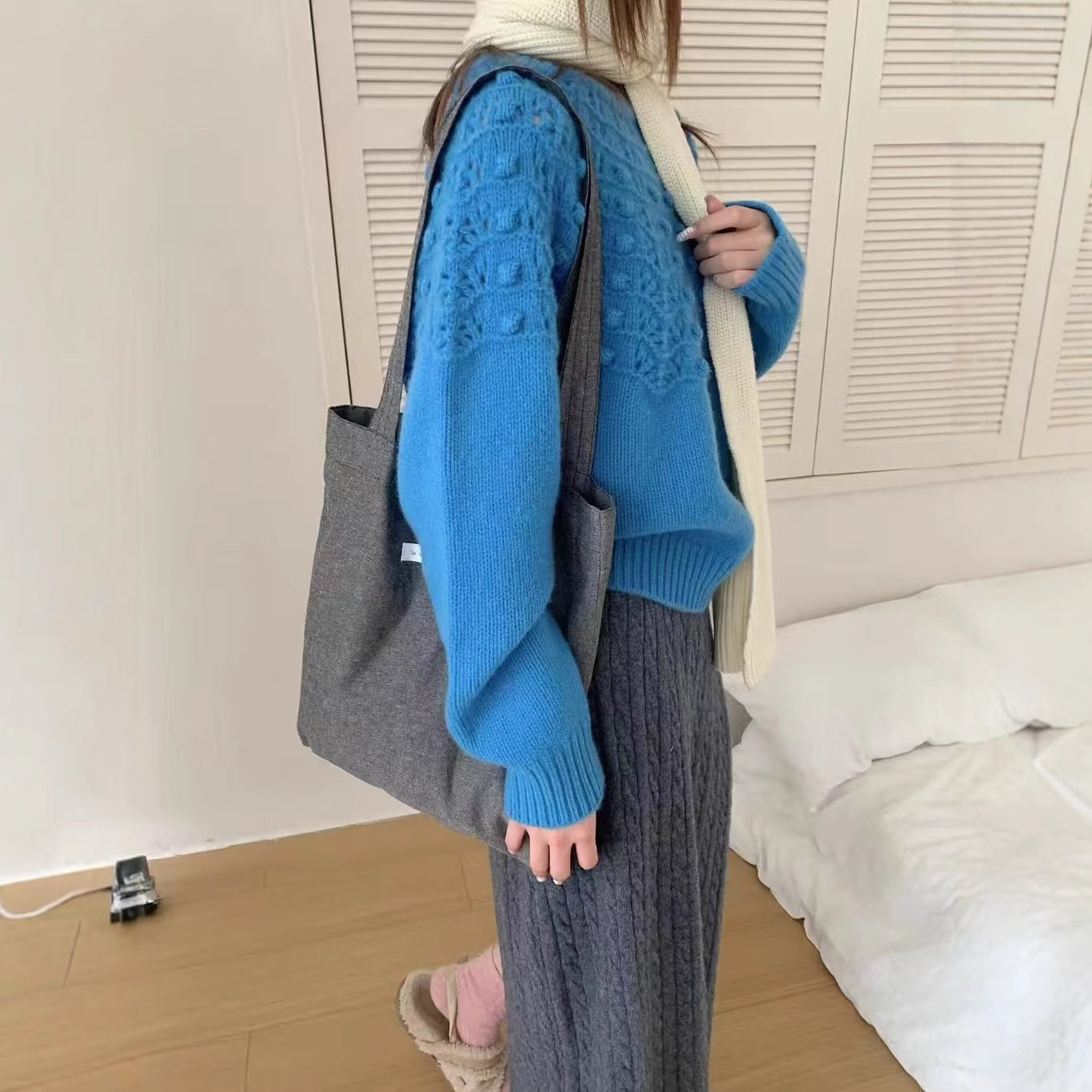 韩国简约气质镂空重工钩花全羊毛100%百搭针织衫女宽松显瘦毛衣FH,女装/女士精品,毛针织衫,淘宝优惠券,粉丝福利购,淘宝优惠卷