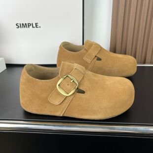 2026春季新款勃肯鞋女内增高5cm真皮厚底小个子全包女款博肯单鞋