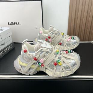 春季 彩色花朵串珠休闲运动鞋 新款 男女款 复古蜘蛛侠老爹鞋 2026款