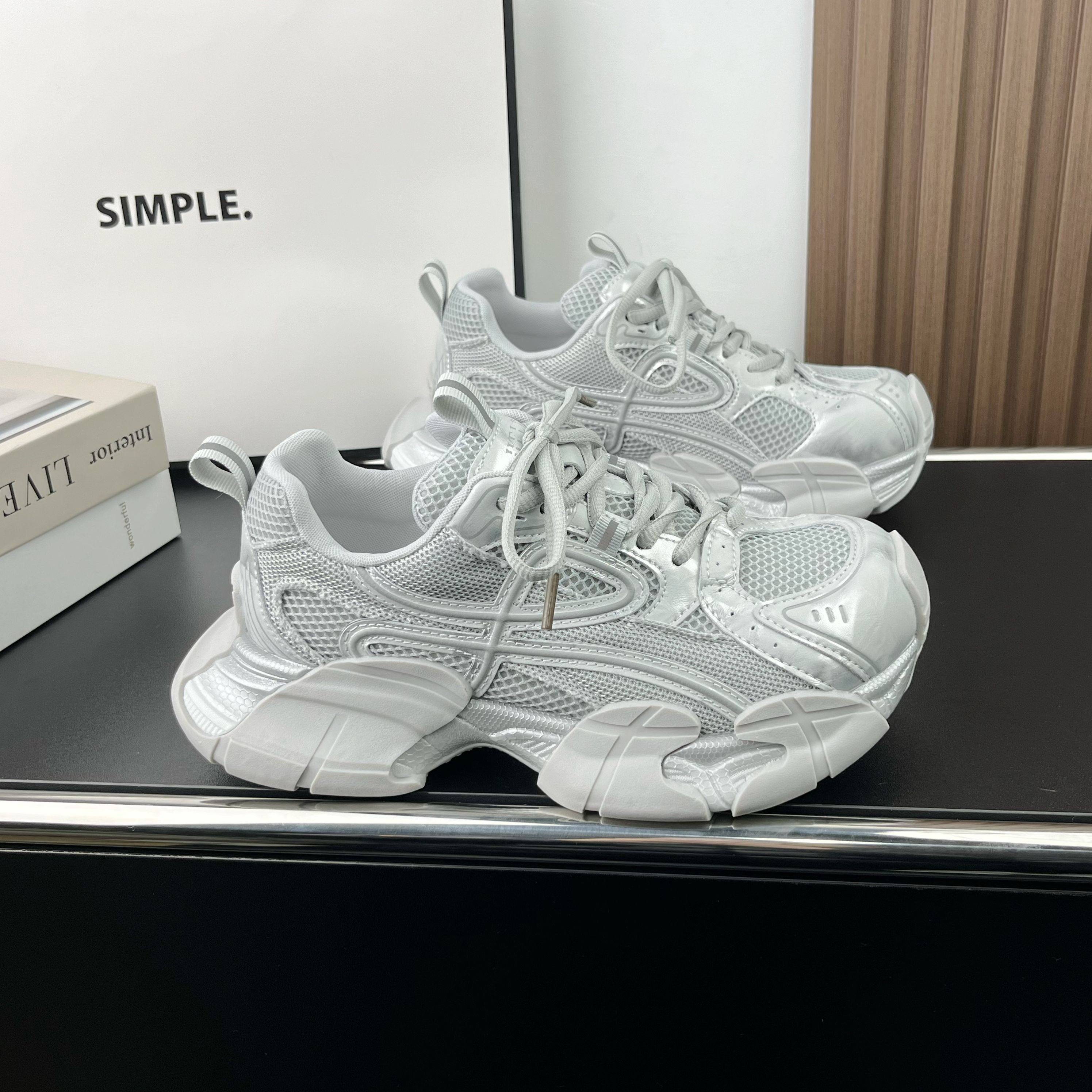 真皮厚底老爹鞋女2026春新款百搭网面透气配阔腿裤轻软休闲运动鞋,女鞋,网面鞋,淘宝优惠券,粉丝福利购,淘宝优惠卷