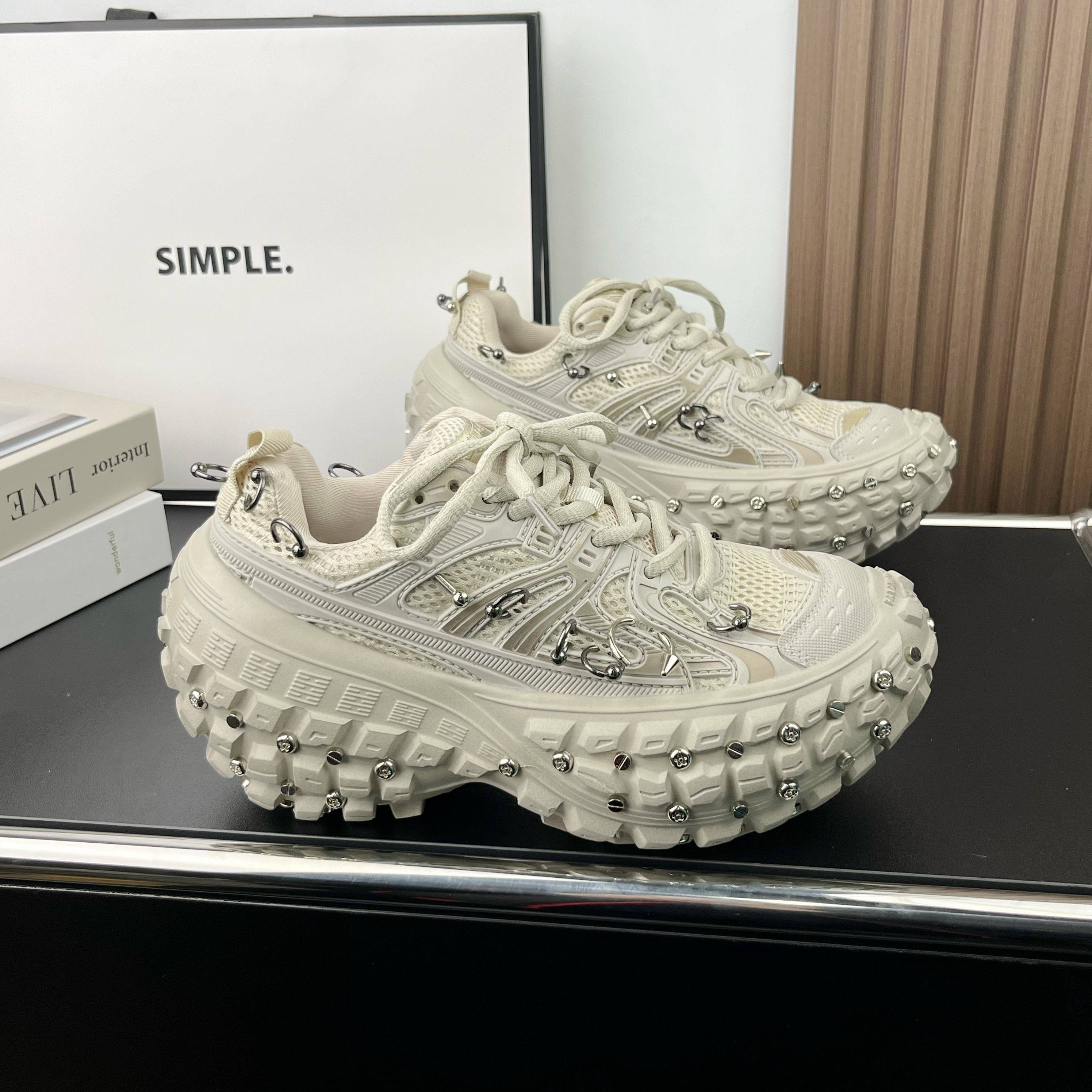 2026春季新款时尚韩版榴莲轮胎鞋厚底增高铆钉老爹鞋百搭休闲女鞋,女鞋,老爹鞋,淘宝优惠券,粉丝福利购,淘宝优惠卷